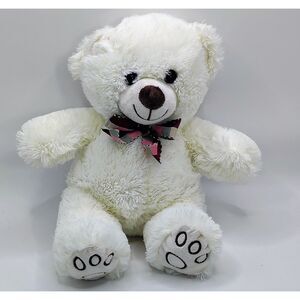 Linzy White Teddy Bear with Bow Tie  Foot Print